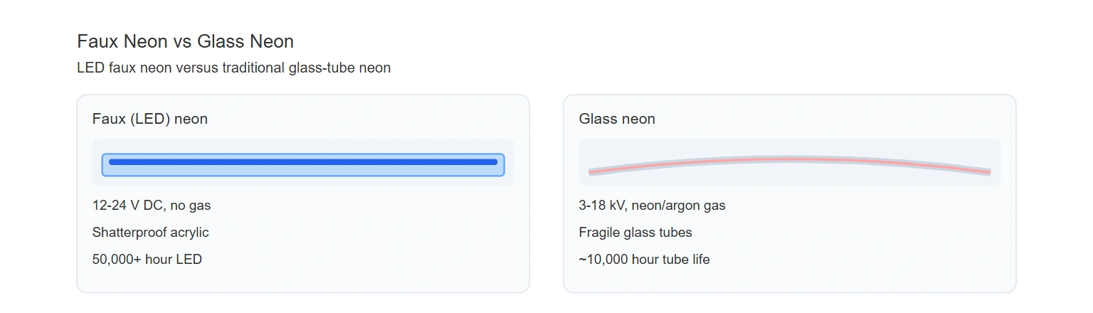 Faux neon vs glass neon