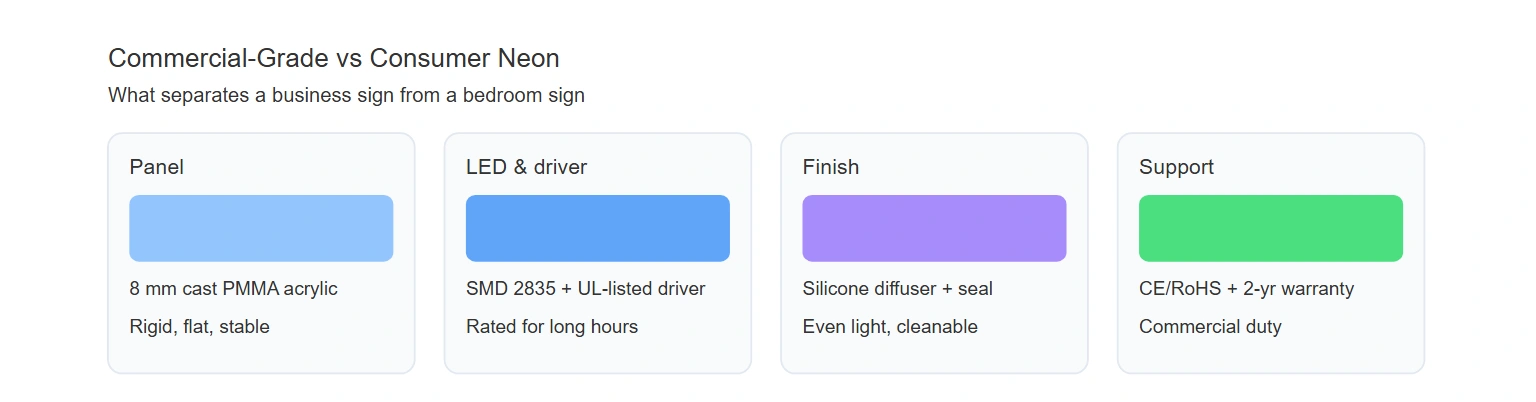 Commercial-grade vs consumer neon