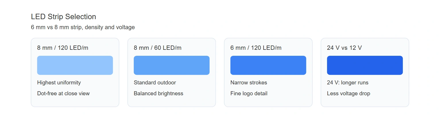Outdoor LED strip selection